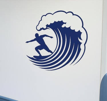 Campervan decal wave and surfer - TenStickers