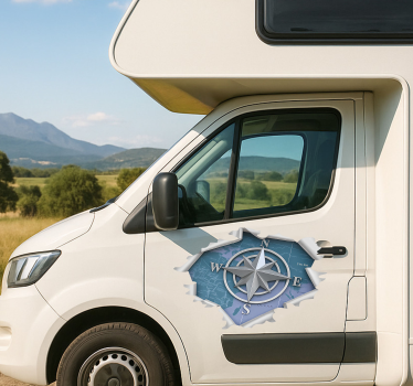 Campervan decal with 3d effect compass rose - TenStickers