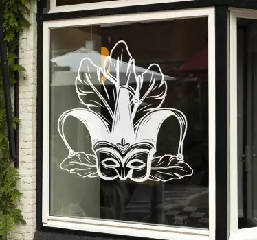Carnival masks with feathers shop window sticker - TenStickers