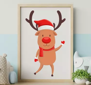 Cartoon Reindeer christmas wall sticker - TenStickers