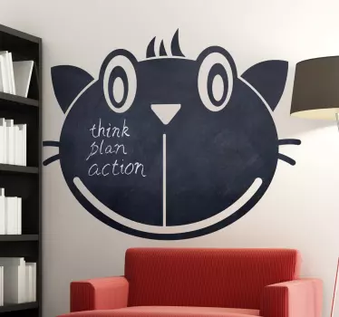 Cat Face Blackboard Sticker - TenStickers
