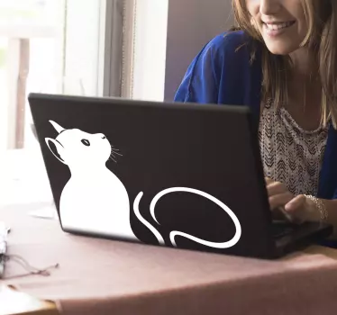 Cat silhouette laptop sticker - TenStickers