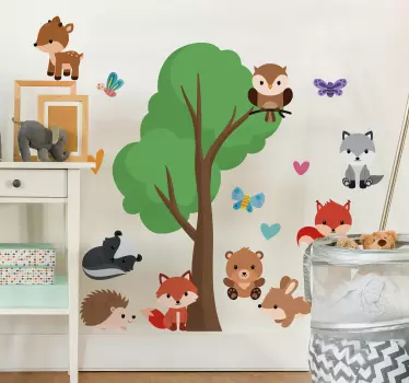 Cheerful forest animals wild animal sticker - TenStickers