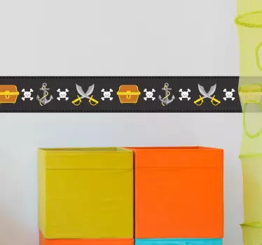 Children's room pirate flag wall border sticker - TenStickers