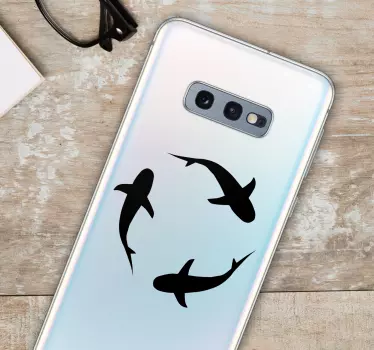Circular Fish Silhouette Samsung stickers - TenStickers