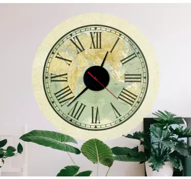 Clock wall sticker classic world map - TenStickers