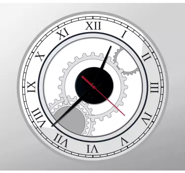 Clock wall sticker gears clock face - TenStickers