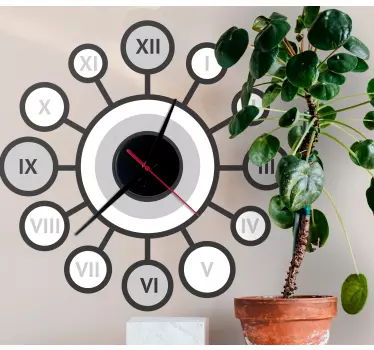 Clock wall sticker round timepiece design - TenStickers