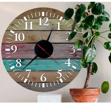 Clock wall sticker rustic round clock - TenStickers