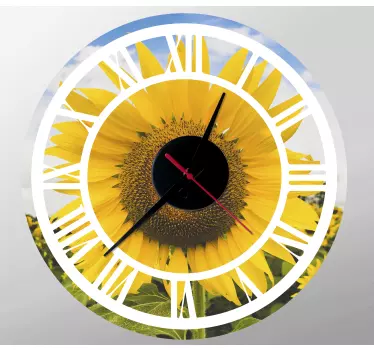 Clock wall sticker sunflower clock design - TenStickers