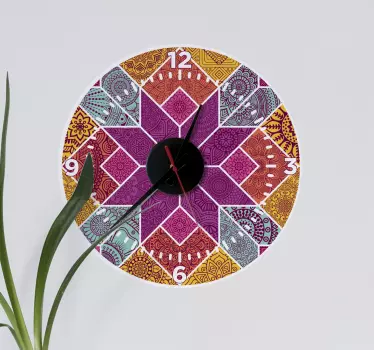 Clock wall sticker vibrant geometric design - TenStickers