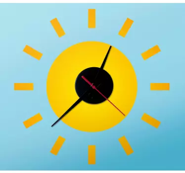 Clock wall sticker yellow sun design - TenStickers