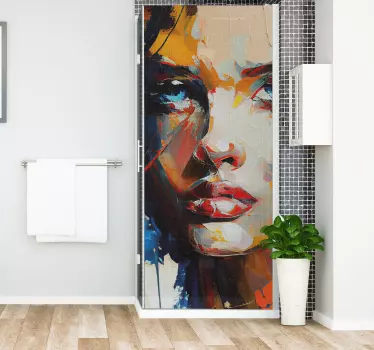colorful face painting shower screen sticker - TenStickers