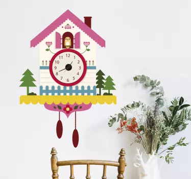 Colourful Cuckoo Clock Sticker Clock - TenStickers