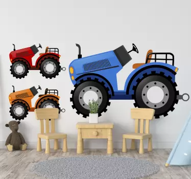 Colourful tractors toy decal - TenStickers