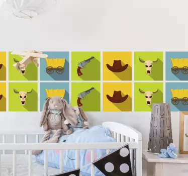 Cowboy tiles style tile transfer decal - TenStickers