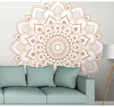 Cream color mandala wallpaper decal - TenStickers