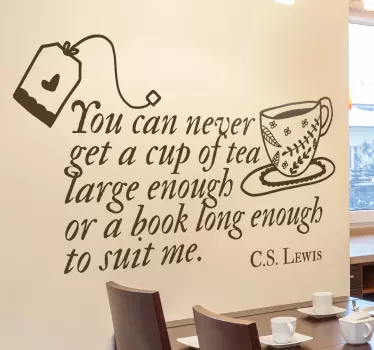 C.S. Lewis book and tea quote literature wall decal - TenStickers