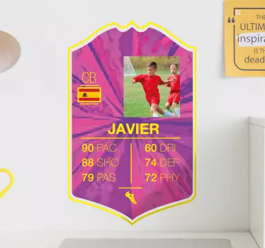 customizable normal card player football wall sticker - TenStickers