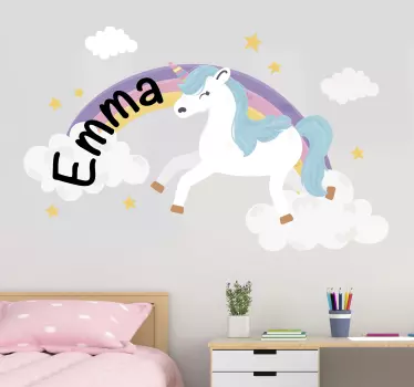 Customizable unicorn rainbow illustration sticker - TenStickers