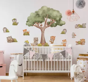 cute forest animals kids room wall stickers - TenStickers