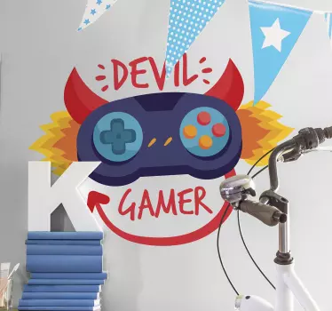 devil gamer video game wall sticker - TenStickers