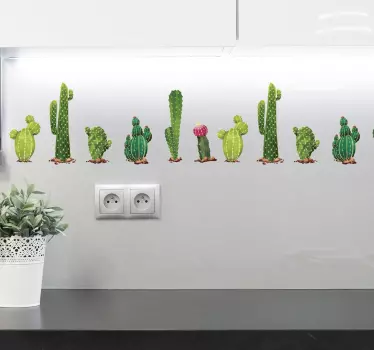 Different cactus wall border decal - TenStickers
