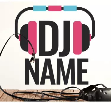 Headphone with personalised name dj sticker - TenStickers
