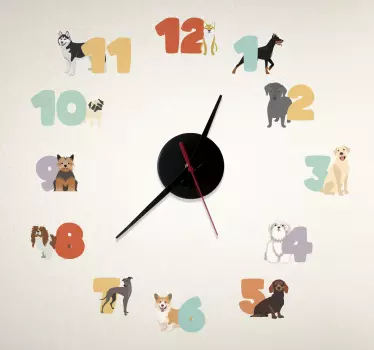 Dogs clock wall stickers children's room - TenStickers