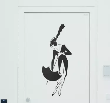 Elegant Woman with Umbrella Sticker - TenStickers