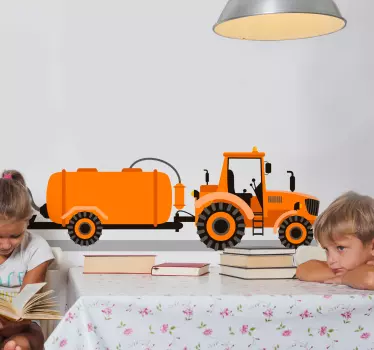 Farmer in plowing tractor toy decal - TenStickers