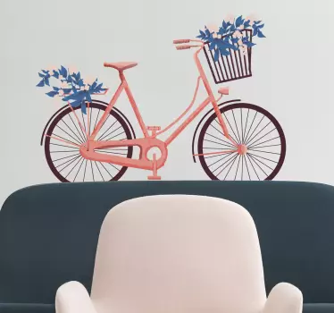 Floral bicycle vintage wall sticker - TenStickers