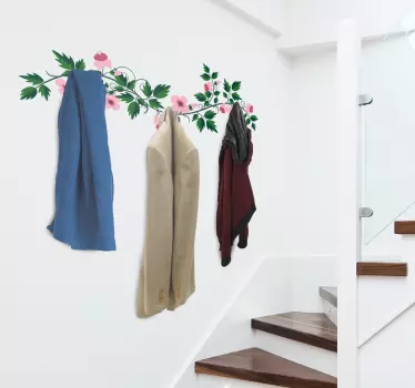 Floral coat rack coat hanger decal - TenStickers