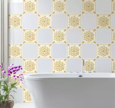 Floral Flock Paisley tile transfer decal - TenStickers