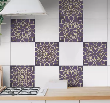 Floral paisley corner  tile transfer decal - TenStickers