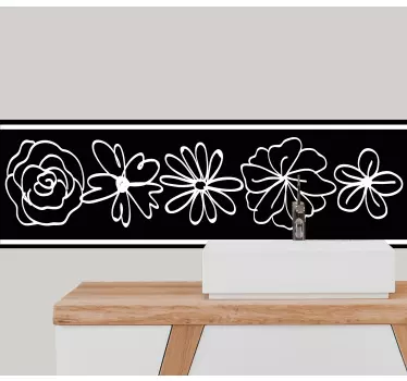 Flower border motif wall border sticker - TenStickers