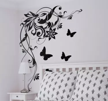 Flowers and butterflies butterfly sticker - TenStickers