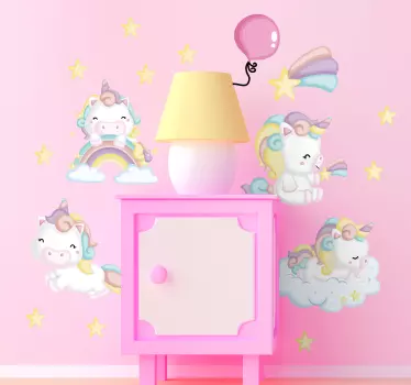 Fluffy unicorns fairy tale wall decal - TenStickers