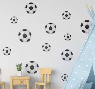 Football Set different sizes football kids room wall sticker - TenStickers