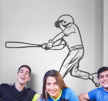 Football sticker baseball player swing - TenStickers