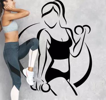 Football sticker fitness woman silhouette - TenStickers