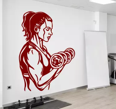 Football sticker strong woman lifting - TenStickers