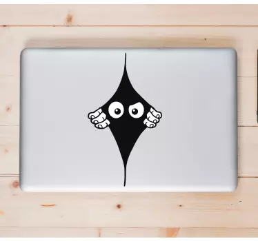 Funny monocolor peeking eyes laptop sticker - TenStickers