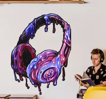Gaming melting headset video gaming wall sticker - TenStickers