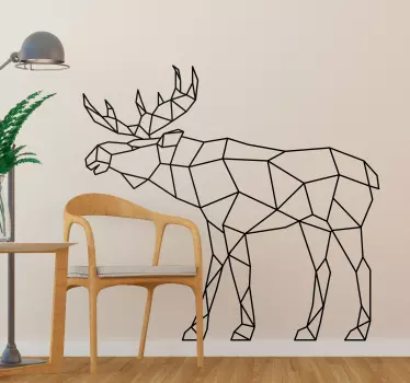 Geometric Moose Living Room Wall Decor - TenStickers