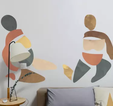 Geometric wall sticker abstract human shapes - TenStickers