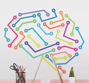 Geometric wall sticker colorful neural connection - TenStickers