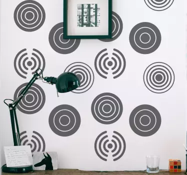 Geometric wall sticker concentric circular designs - TenStickers