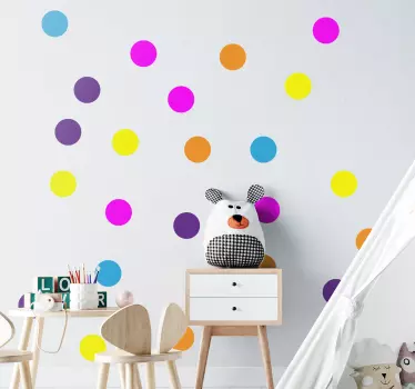 Geometric wall sticker vibrant dot patterns - TenStickers