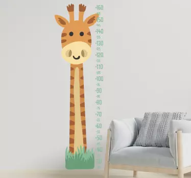 Giraffe with growth meter height chart decal - TenStickers